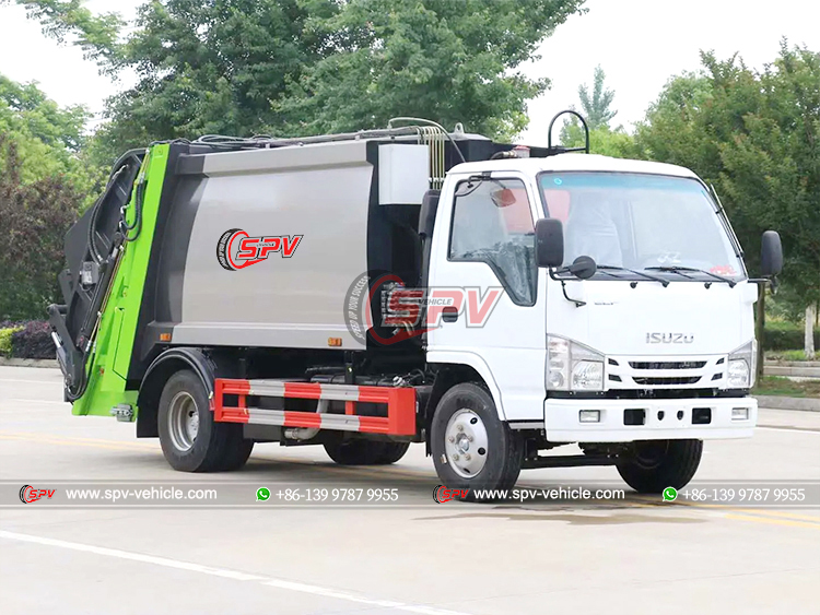 ISUZU 100P Dustbin Collection and Compactor Truck - Front Right Side